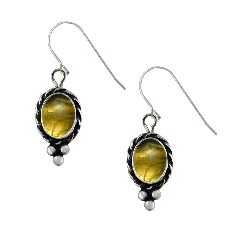 Sterling Silver Little Citrine Gemstone Drop Dangle Earrings